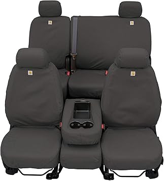 Covercraft Carhartt SeatSaver Custom Seat Covers | Fits 2004-2005 Dodge Ram 1500/2500/3500 | 1st Row 40/20/40 Bench Seat, Duck Weave Gravel